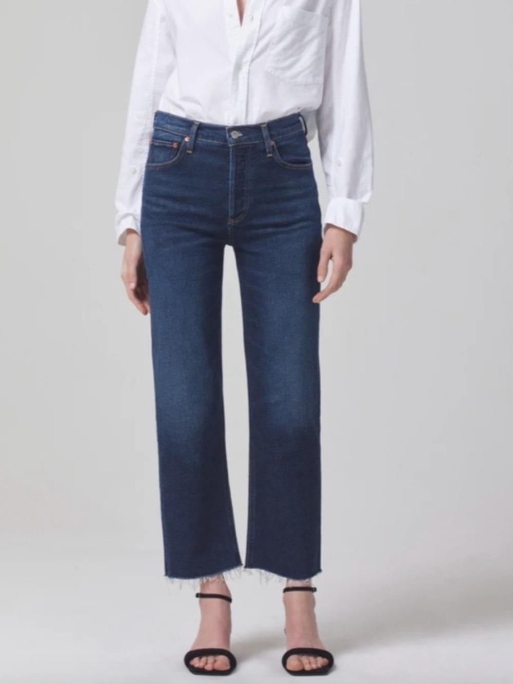 Citizens of Humanity Florence Mid-Rise Wide Straight Jeans blue size 26